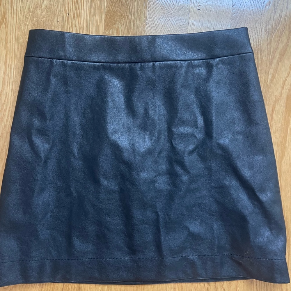 Jcrew black faux leather skirt